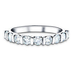 Bar Set Diamond Half Eternity Ring 0.75ct G/SI Diamonds 18k White Gold - All Diamond