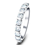 Bar Set Diamond Half Eternity Ring 0.75ct G/SI Diamonds 18k White Gold - All Diamond