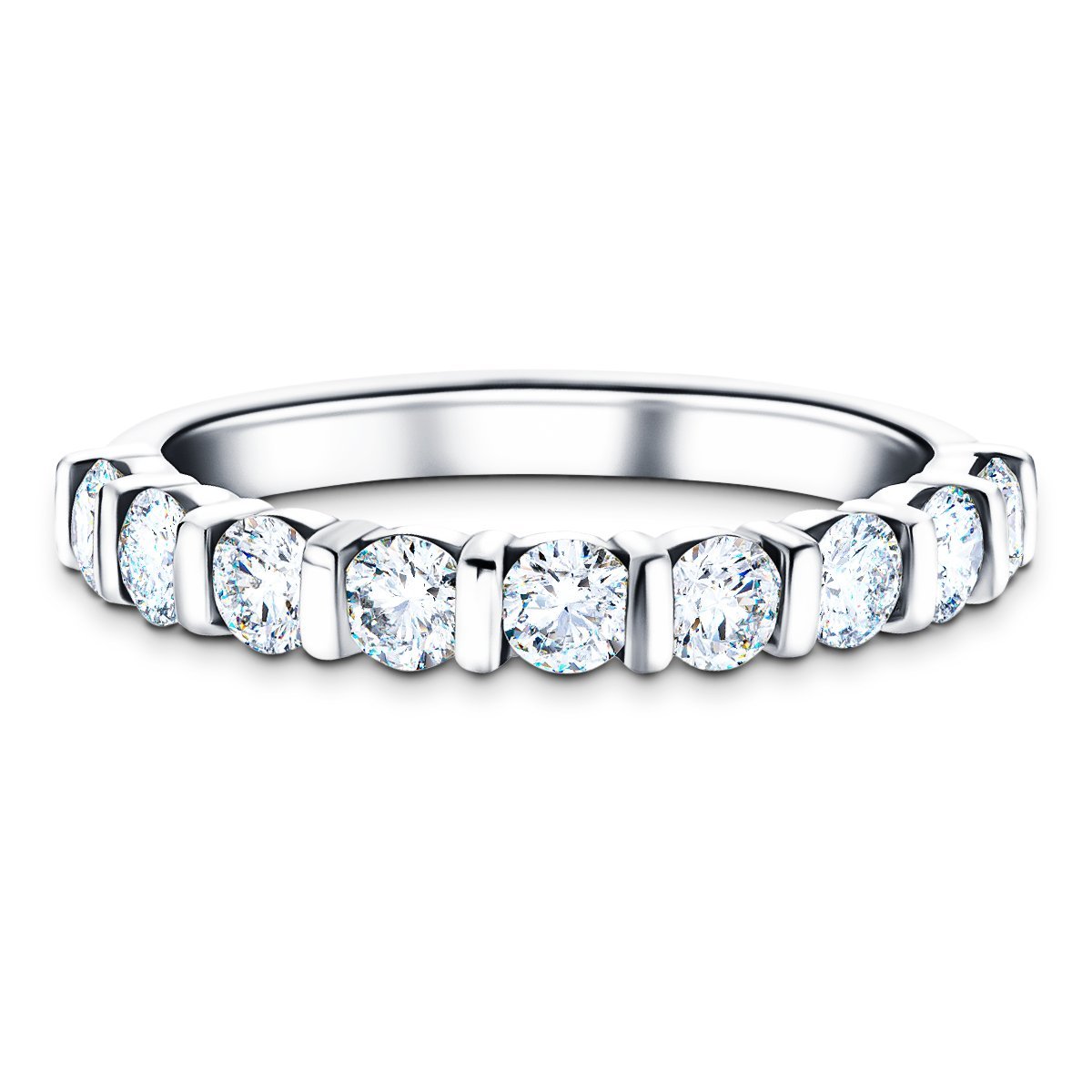 Bar Set Diamond Half Eternity Ring 1.00ct G/SI Diamonds in Platinum - All Diamond