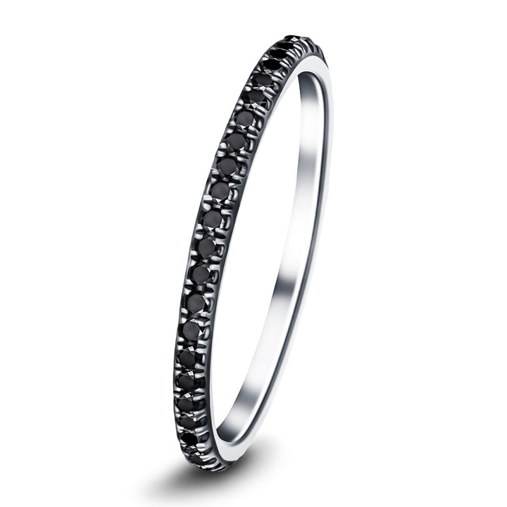 Black Diamond Full Eternity Ring 0.35ct 50 Stone in 18k White Gold