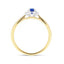 Blue Sapphire 0.20ct Diamond 0.05ct Three Stone Ring 9k Yellow Gold - All Diamond