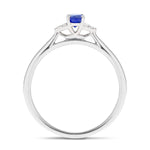 Blue Sapphire 0.30ct Diamond 0.03ct Cluster Ring 9k White Gold - All Diamond