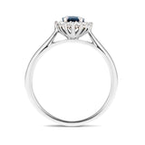 Blue Sapphire 0.60ct and Diamond 0.10ct Ring In 9K White Gold - All Diamond