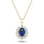 Blue Sapphire 1.80ct & 0.70ct G/SI Diamond Necklace in 18k Yellow Gold - All Diamond