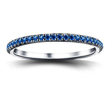 Blue Sapphire Full Eternity Ring 0.30ct 50 Stone in 18k White Gold - All Diamond