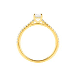 Certified Cushion Diamond Side Stone Engagement Ring 0.80ct E/VS in 18k Yellow Gold - All Diamond