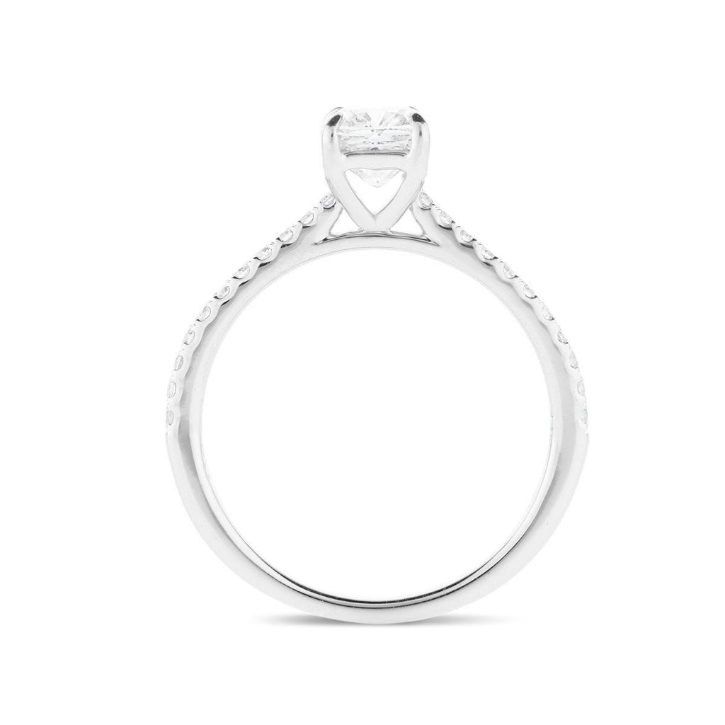 Certified Cushion Diamond Side Stone Engagement Ring 1.00ct E/VS in 18k White Gold - All Diamond