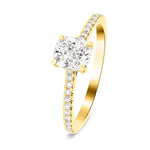 Certified Cushion Diamond Side Stone Engagement Ring 1.00ct G/SI in 18k Yellow Gold - All Diamond