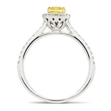 Certified Cushion Yellow Diamond Engagement Ring 1.30ct Ring in 18k White Gold - All Diamond