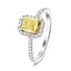 Certified Cushion Yellow Diamond Engagement Ring 1.30ct Ring in 18k White Gold - All Diamond