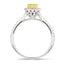 Certified Cushion Yellow Diamond Engagement Ring 2.40ct Ring in 18k White Gold - All Diamond