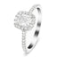 Certified Diamond Halo Cushion Engagement Ring 0.85ct 18k White Gold - All Diamond