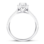 Certified Diamond Halo Cushion Engagement Ring 0.85ct 18k White Gold - All Diamond