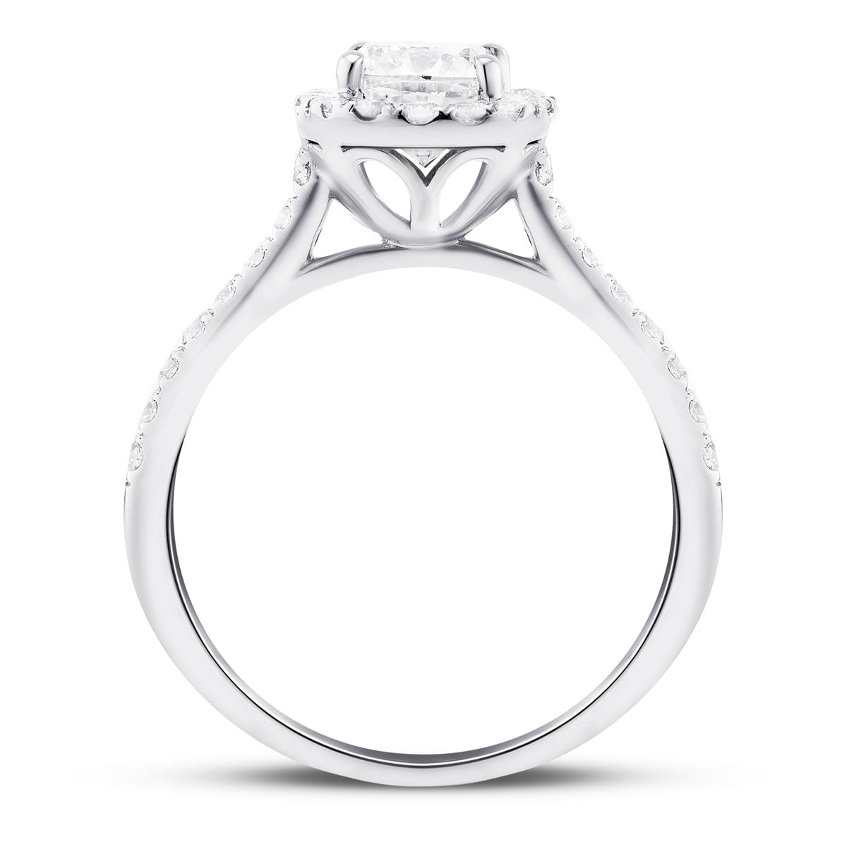Certified Diamond Halo Cushion Engagement Ring 1.15ct 18k White Gold - All Diamond