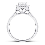 Certified Diamond Halo Cushion Engagement Ring 1.15ct 18k White Gold - All Diamond