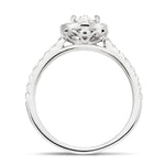 Certified Diamond Halo Oval Engagement Ring 0.85ct E/VS Platinum - All Diamond