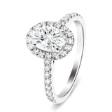 Certified Diamond Halo Oval Engagement Ring 0.85ct G/SI Platinum - All Diamond