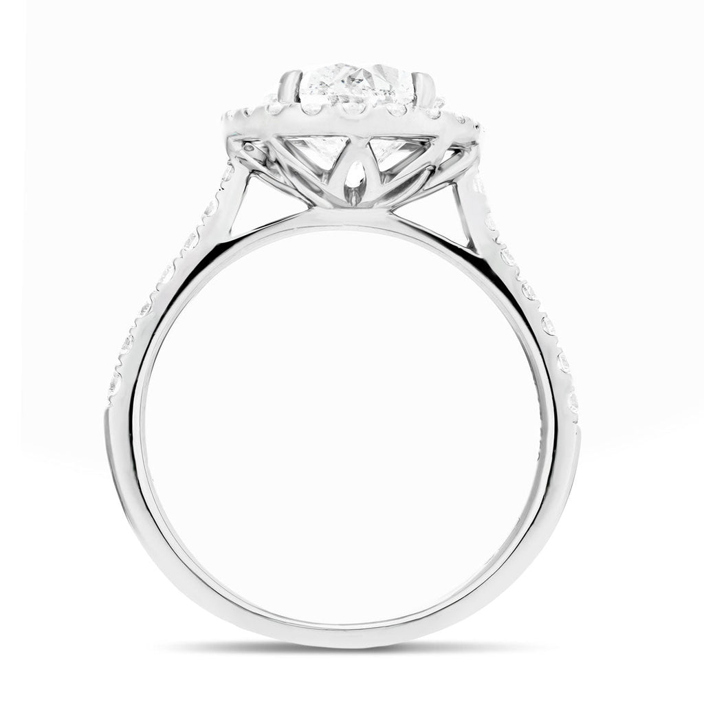 Certified Diamond Halo Oval Engagement Ring 2.50ct G/SI 18k White Gold - All Diamond