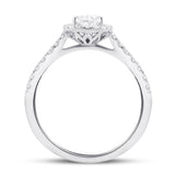 Certified Diamond Halo Pear Engagement Ring 0.50ct Platinum - All Diamond