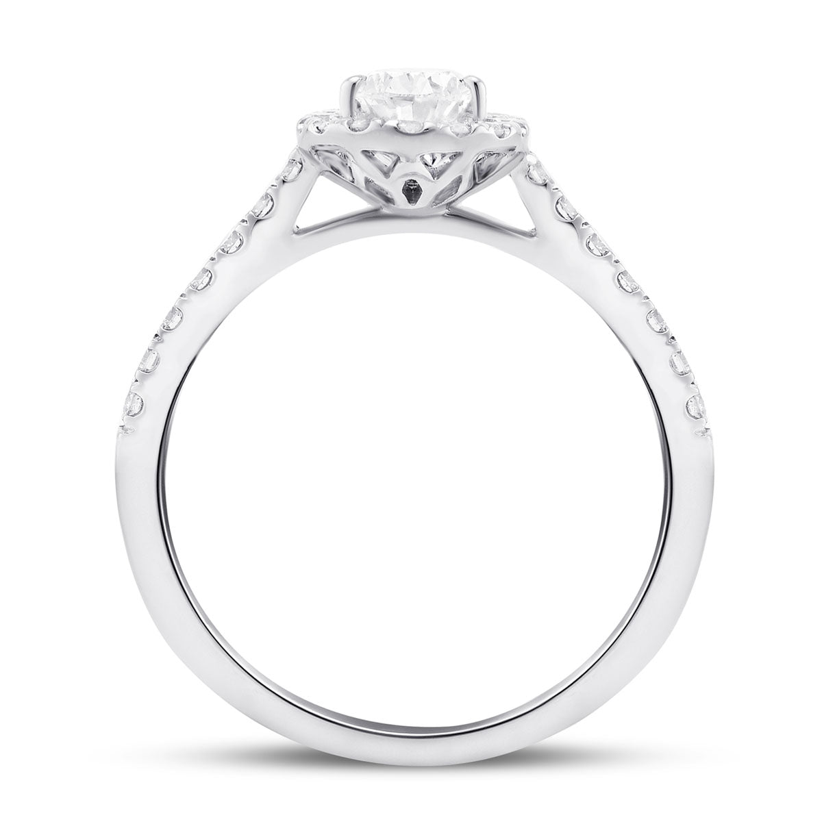 Certified Diamond Halo Pear Engagement Ring 1.15ct Platinum - All Diamond