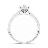 Certified Diamond Pear Side Stone Engagement Ring 0.55ct E/VS 18k White Gold - All Diamond