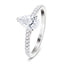 Certified Diamond Pear Side Stone Engagement Ring 1.30ct E/VS 18k White Gold - All Diamond