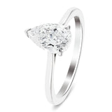 Certified Diamond Pear Solitaire Engagement Ring 0.30ct E/VS 18k White Gold - All Diamond