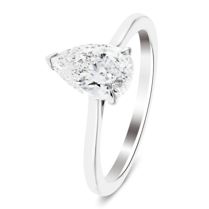 Certified Diamond Pear Solitaire Engagement Ring 0.90ct G/SI Platinum