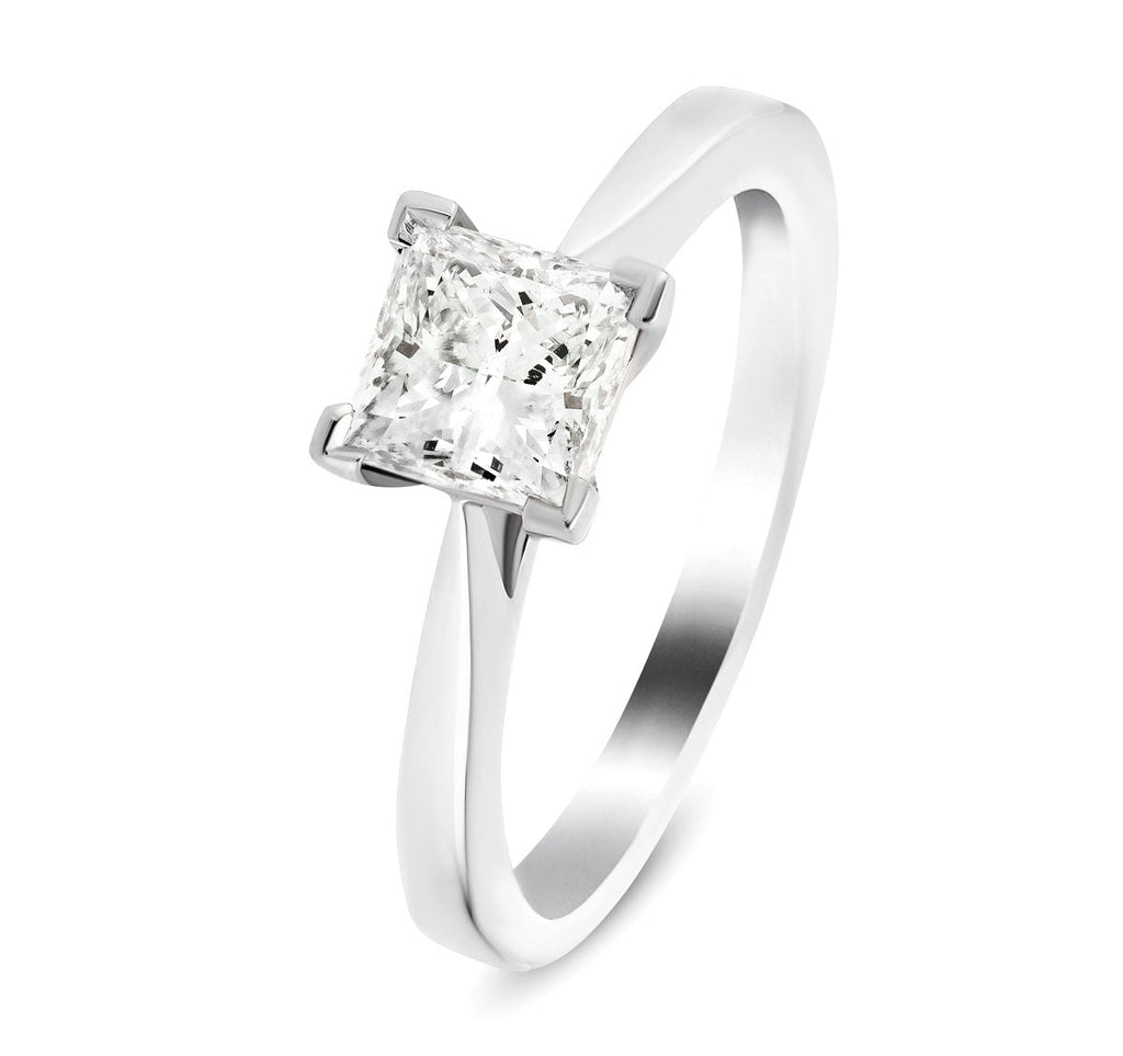 Certified Diamond Princess Engagement Ring 0.50ct in Platinum - All Diamond