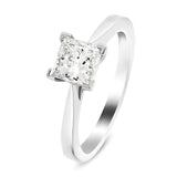 Certified Diamond Princess Engagement Ring 0.75ct in 18k White Gold - All Diamond