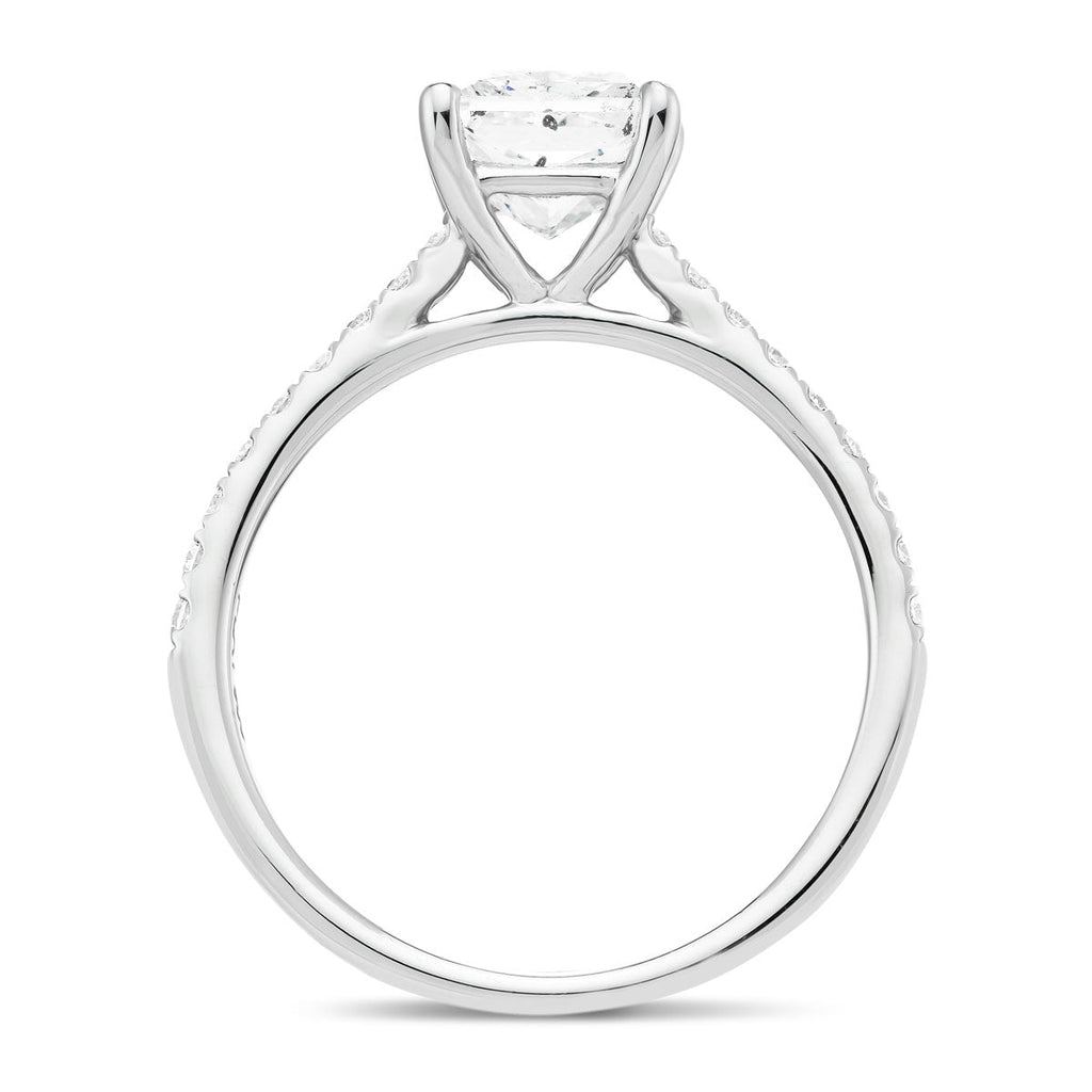 Certified Diamond Princess Side Stone Engagement Ring 0.80ct G/SI 18k White Gold - All Diamond