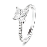 Certified Diamond Princess Side Stone Engagement Ring 1.20ct E/VS 18k White Gold - All Diamond