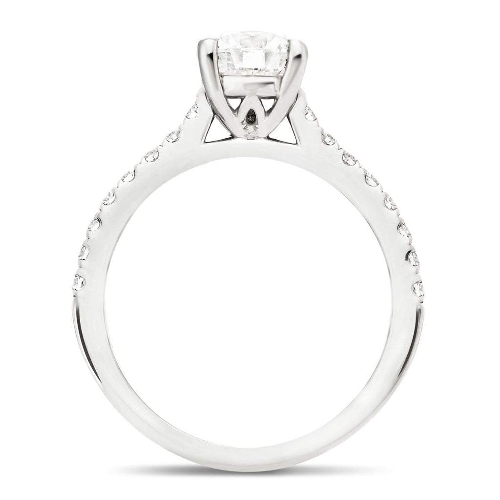 Certified Diamond Round Side Stone Engagement Ring 0.45ct G/SI Platinum - All Diamond