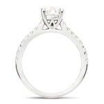 Certified Diamond Round Side Stone Engagement Ring 0.95ct E/VS 18k White Gold - All Diamond
