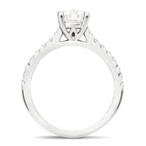 Certified Diamond Round Side Stone Engagement Ring 0.95ct E/VS 18k White Gold - All Diamond