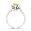 Certified Heart Yellow Diamond Halo Engagement Ring 0.80ct Ring in 18k White Gold - All Diamond
