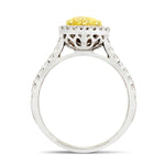 Certified Heart Yellow Diamond Halo Engagement Ring 1.30ct Ring in 18k White Gold - All Diamond