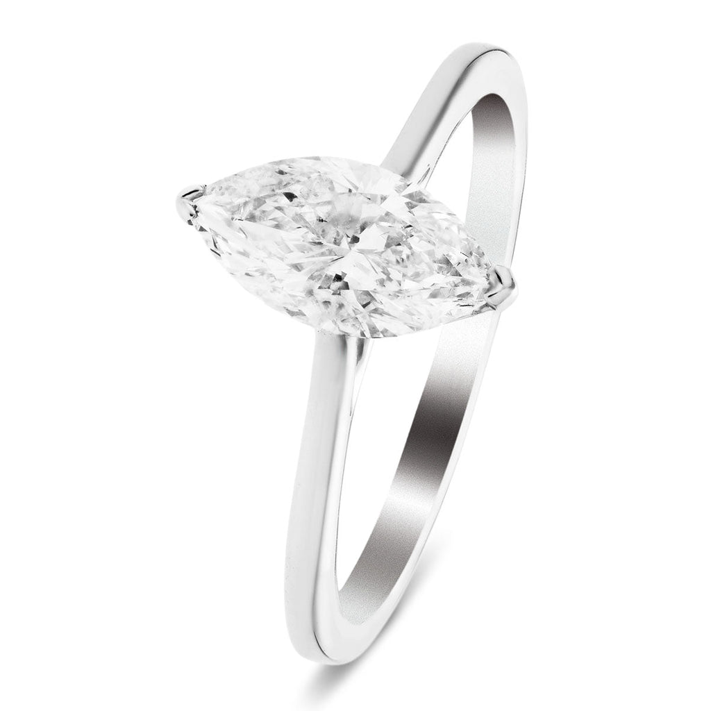 Certified Marquise Diamond Engagement Ring 0.30ct E/VS 18k White Gold - All Diamond