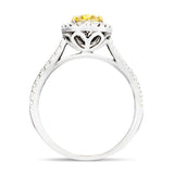 Certified Oval Yellow Diamond Halo Engagement Ring 0.80ct Ring in Platinum - All Diamond