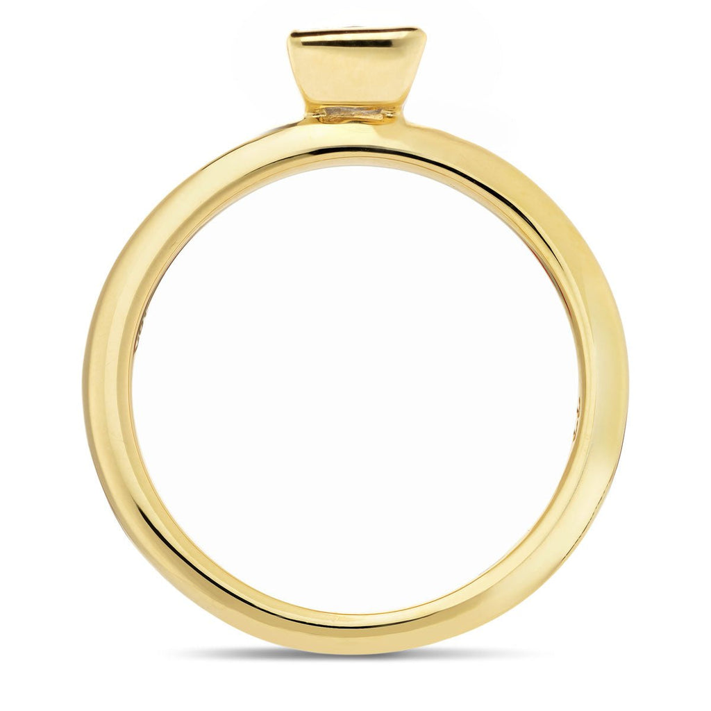 Certified Princess Diamond Rub Over Engagement Ring 0.50ct E/VS 18k Yellow Gold - All Diamond