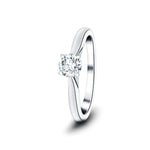 Certified Solitaire Diamond Engagement Ring 0.20ct H/SI Quality 18k White Gold - All Diamond