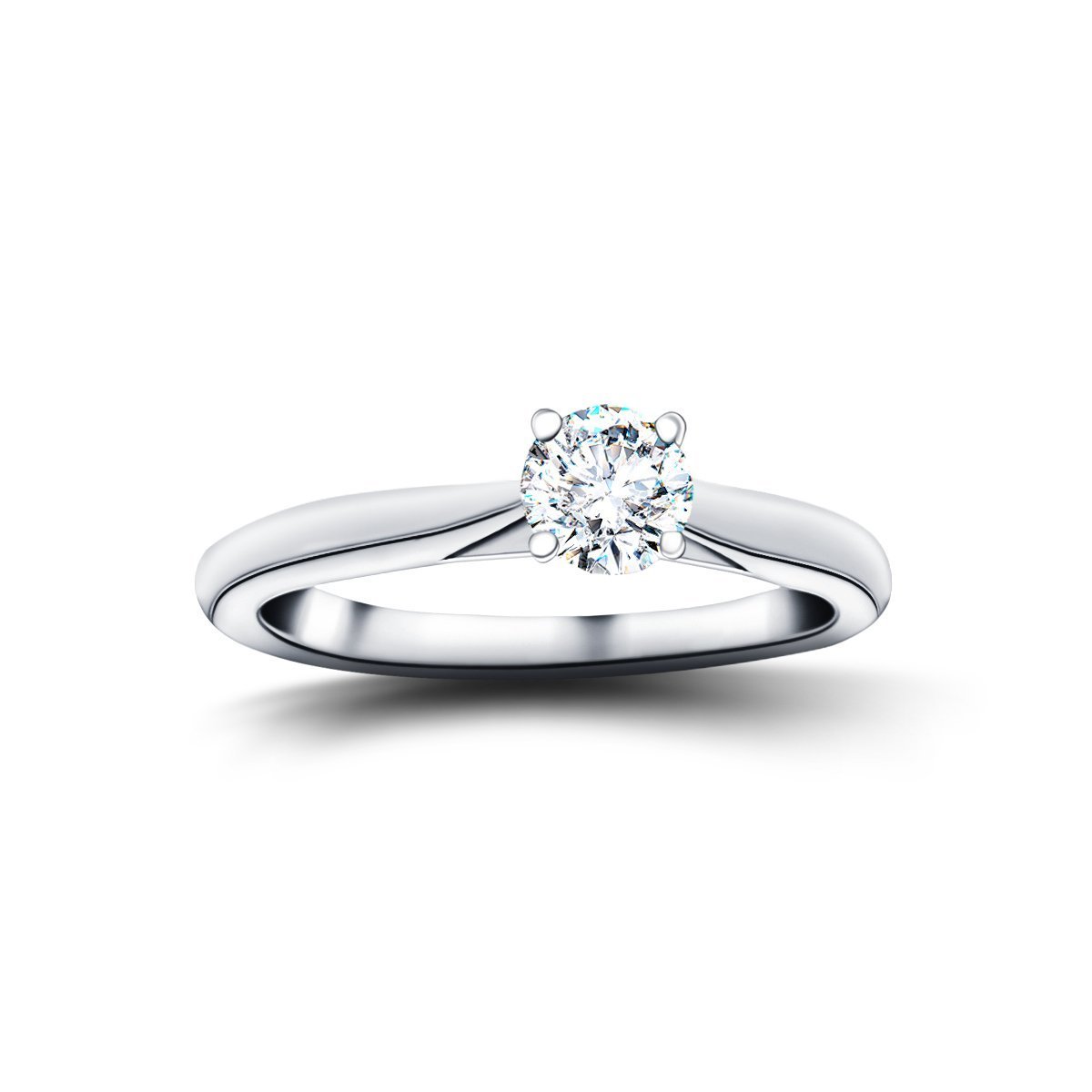 Certified Solitaire Diamond Engagement Ring 0.20ct H/SI Quality 18k White Gold - All Diamond