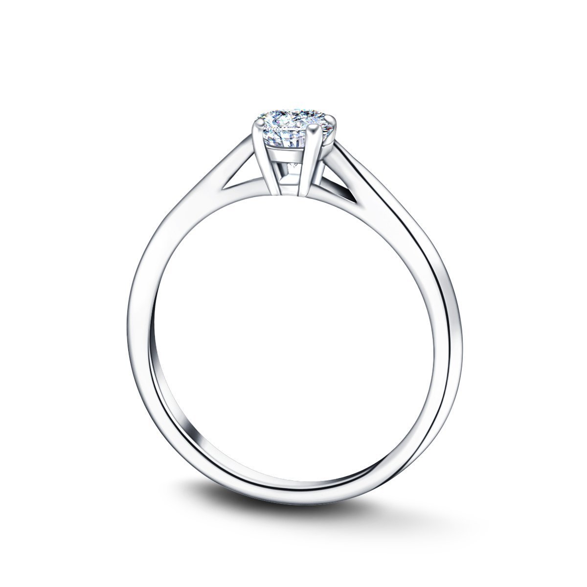 Certified Solitaire Diamond Engagement Ring 0.25ct H/SI Quality 18k White Gold - All Diamond