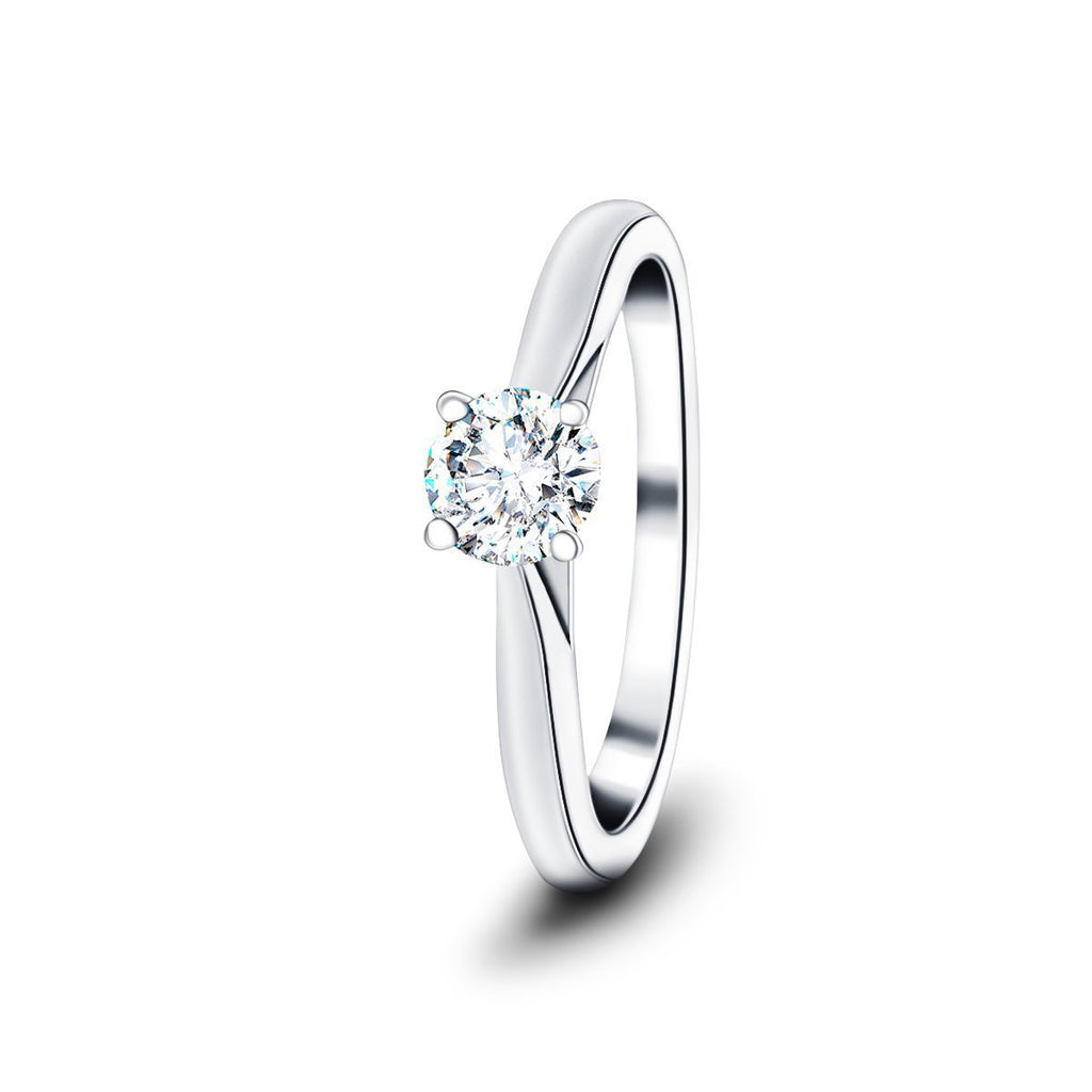 Certified Solitaire Diamond Engagement Ring 0.25ct H/SI Quality 9k White Gold - All Diamond