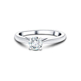 Certified Solitaire Diamond Engagement Ring 0.33ct H/SI Quality 18k White Gold - All Diamond