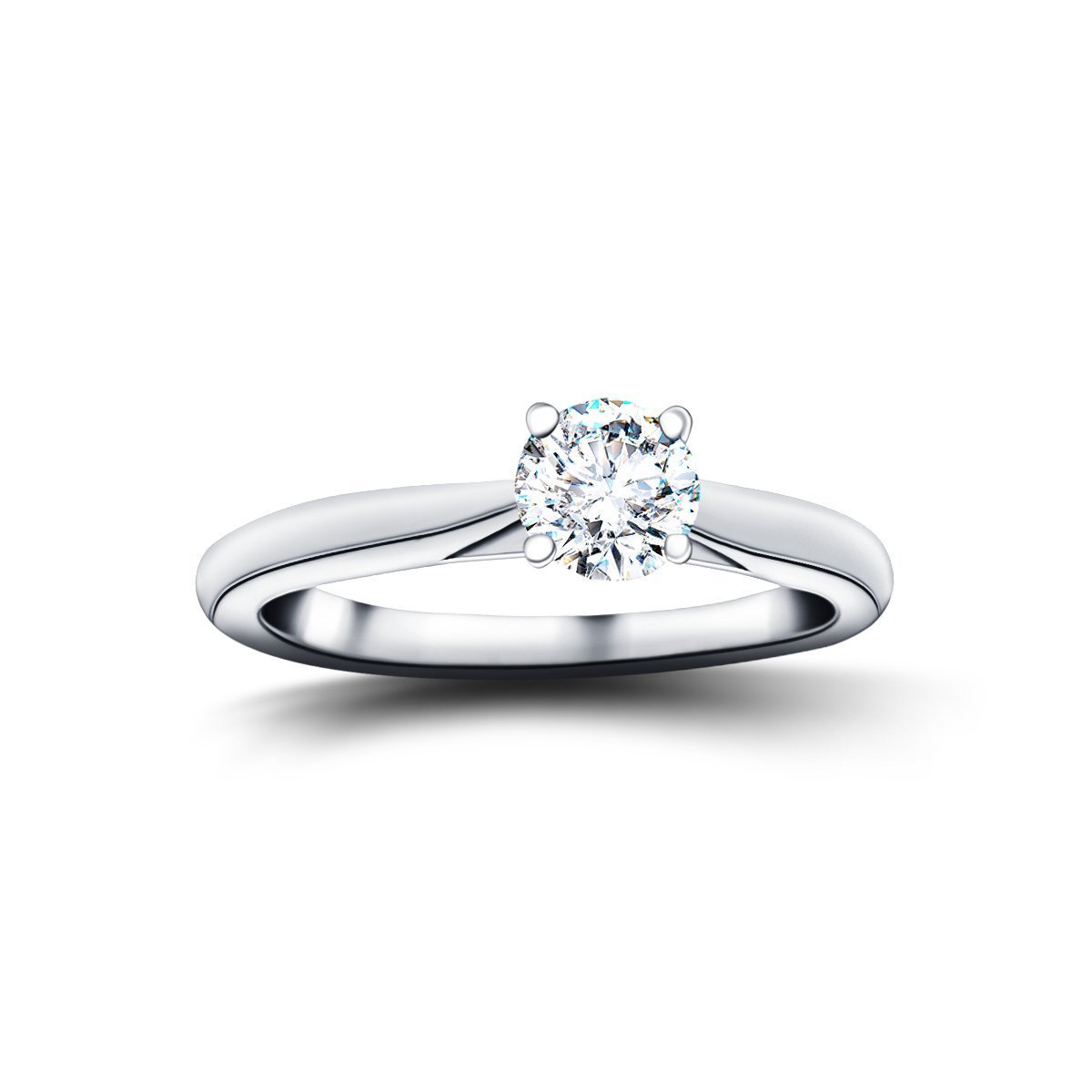 Certified Solitaire Diamond Engagement Ring 0.33ct H/SI Quality 18k White Gold - All Diamond