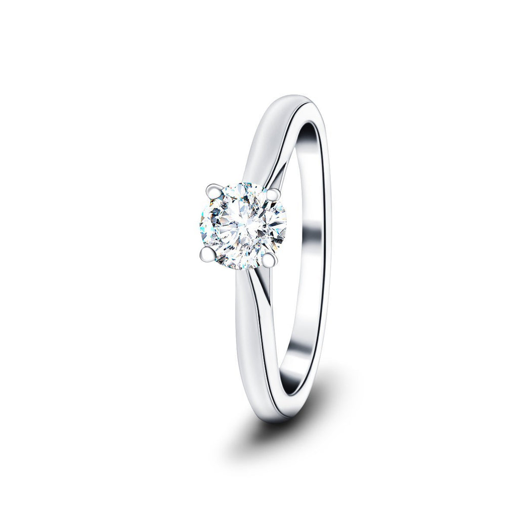 Certified Solitaire Diamond Engagement Ring 0.33ct H/SI Quality 18k White Gold - All Diamond
