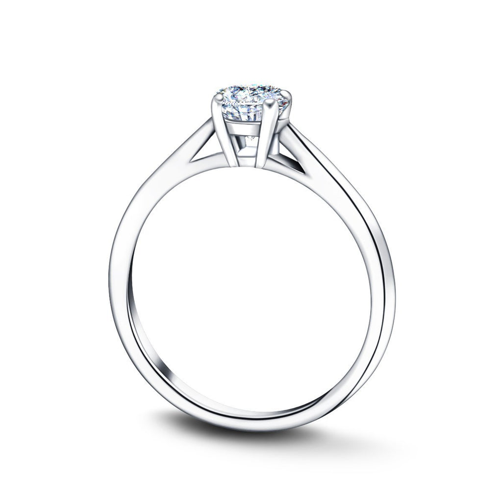 Certified Solitaire Diamond Engagement Ring 0.40ct H/SI Quality 18k White Gold - All Diamond