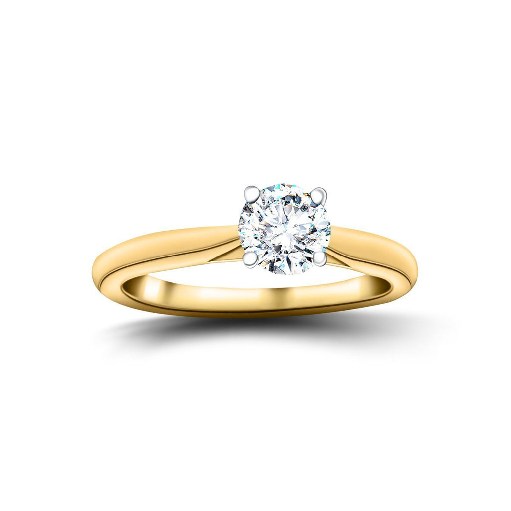 Certified Solitaire Diamond Engagement Ring 0.40ct H/SI Quality 18k Yellow Gold - All Diamond