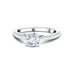 Certified Solitaire Diamond Engagement Ring 0.50ct H/SI Quality 18k White Gold - All Diamond